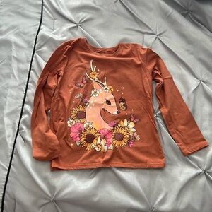 The Children's Place Orange Deer Floral Long Sleeve Tee